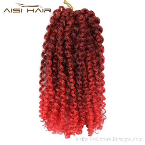 Aisi Hair Ombre Grey Blonde Purple Brown Synthetic Marly Braiding Hair Extensions Afro Curly Crochet Hair Braids for Women